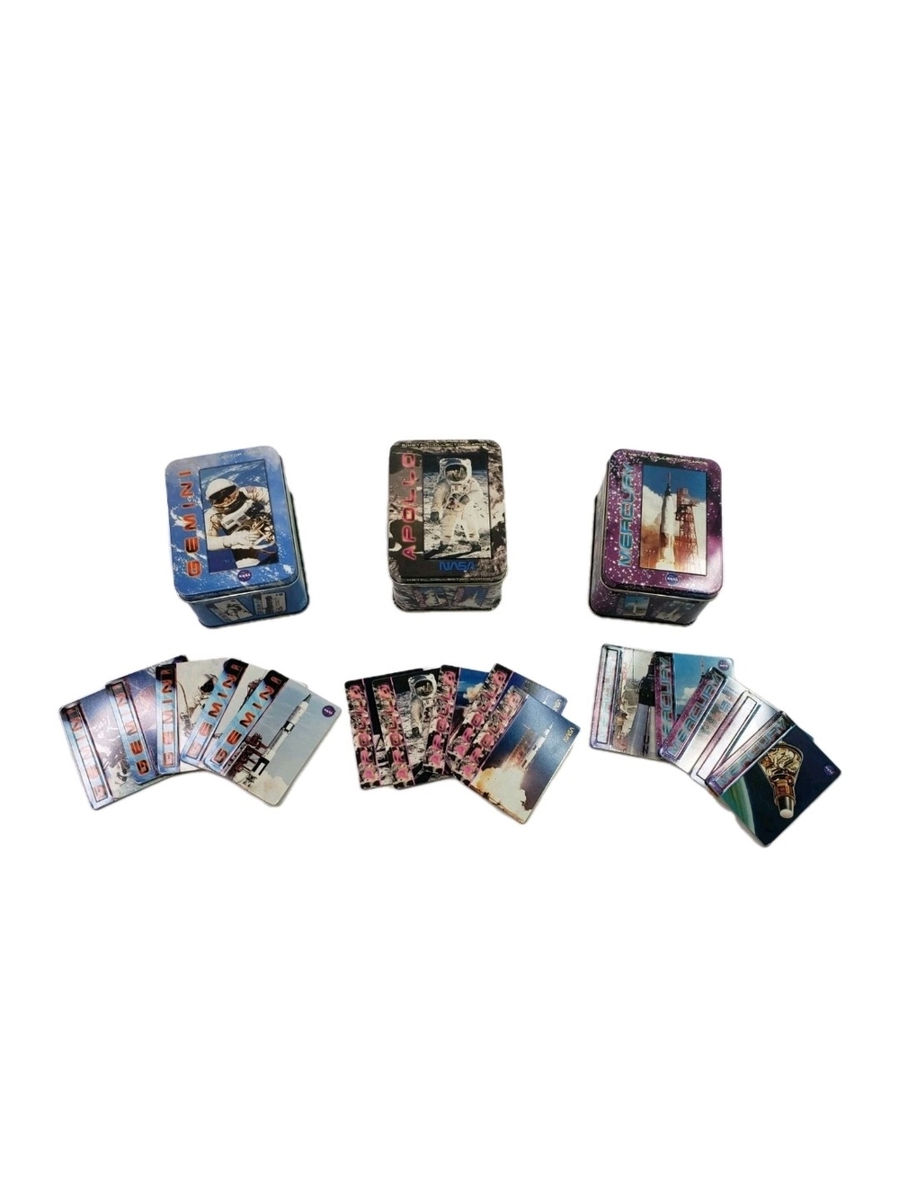 NASA Space-Themed Collector Tin Card Sets - GEMINI APOLLO MERCURY